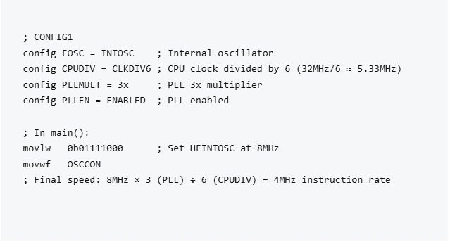 Clock configuration code